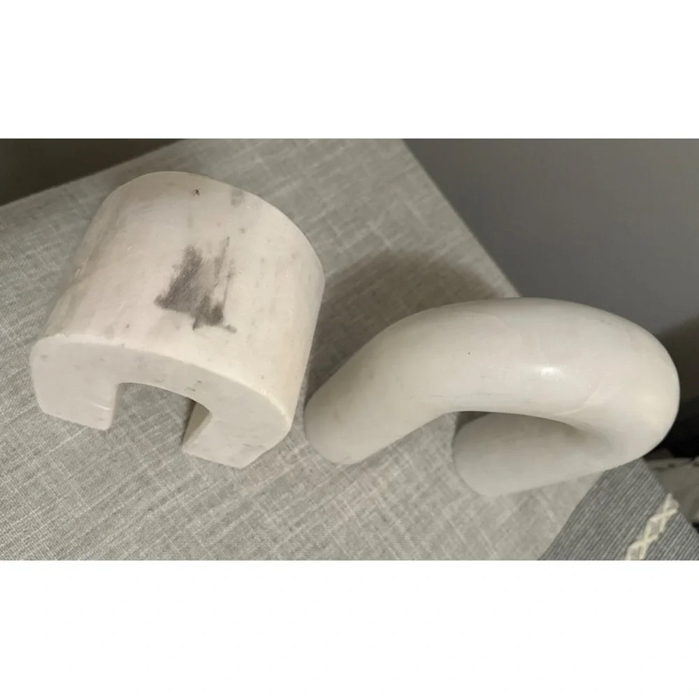 🏛️ Set of 2 Heavy Marble Stone Arch Sculptures – Modern Minimalist Decor